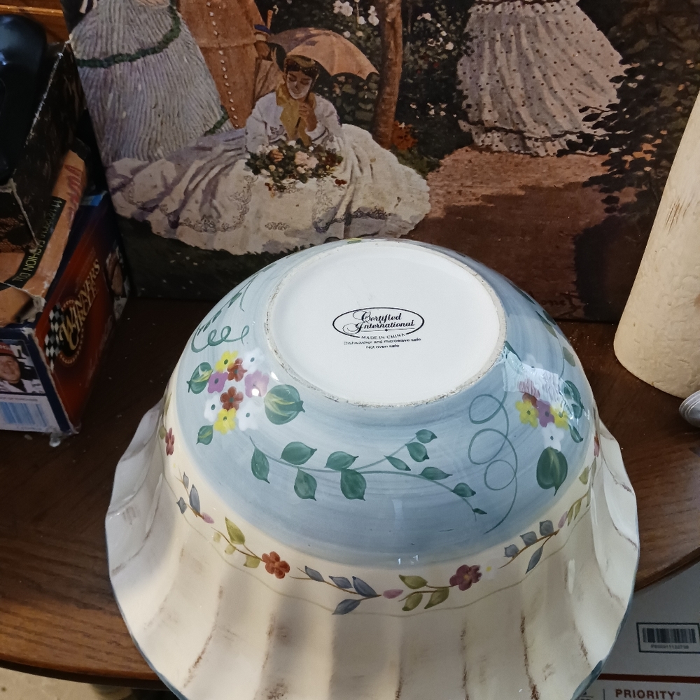 Certified International Floral Large 13"×7" Pasta Serving Bowl🍲A 🎁VINTAGE GEM. - Picture 16 of 16